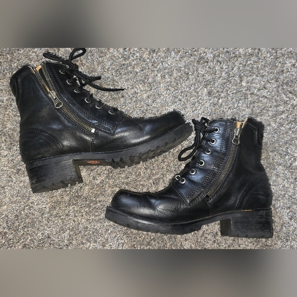 Harley Davidson Black Boots Womens Size 8 Badlands 6 Inch Ankle Combat - Picture 4 of 9